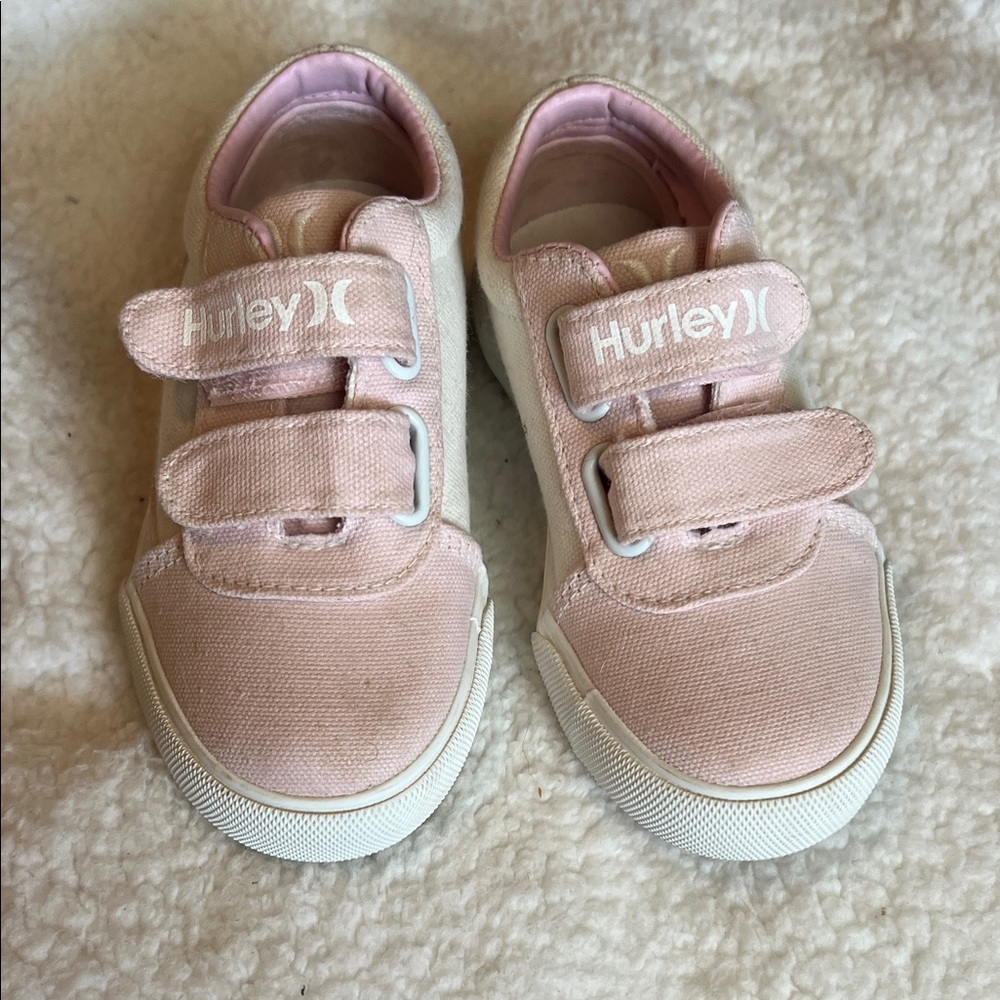 Hurley Kids Pale Pink Canvas Velcro Sneakers NWOT size 10